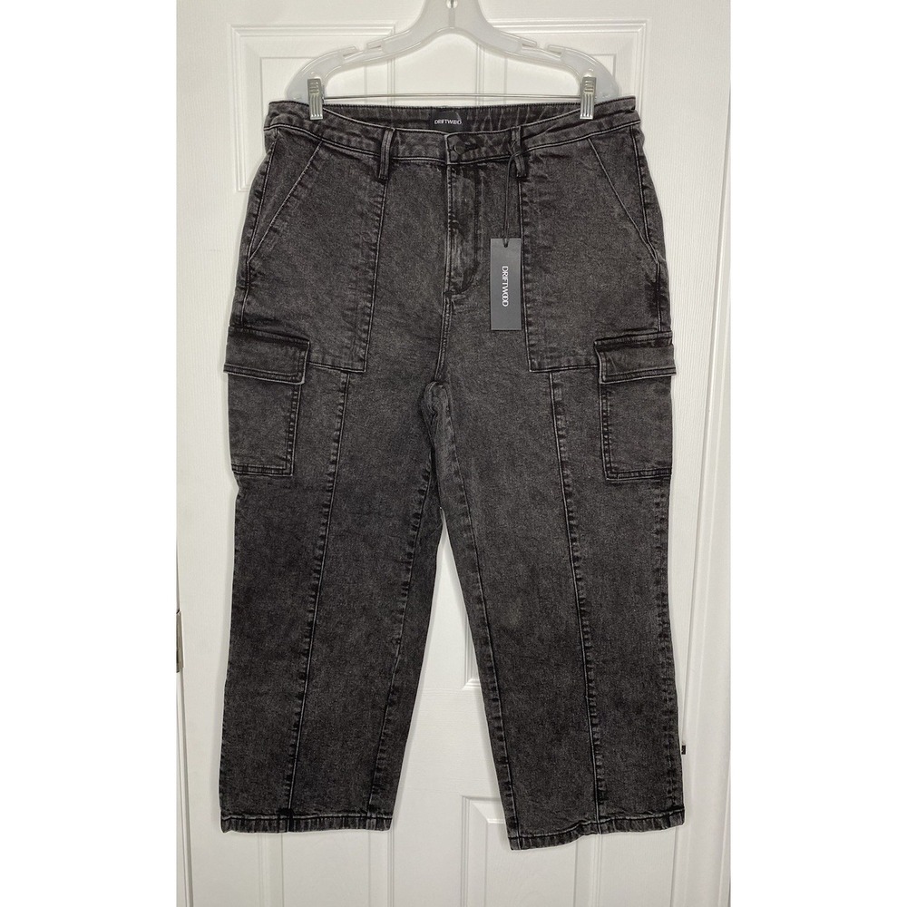 Driftwood Women's Royce Cargo Jeans Faded Black 18 New